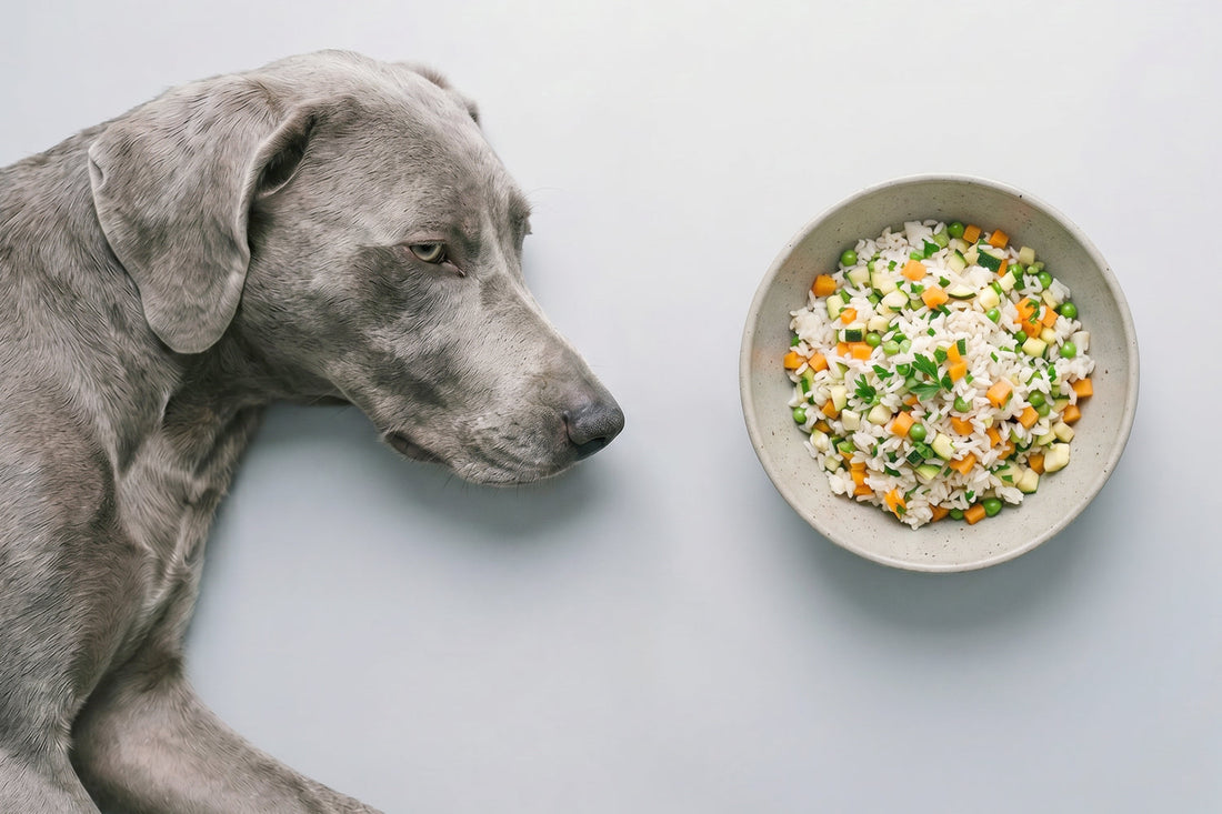 Cuenco con comida blanda y digestiva para perro convaleciente