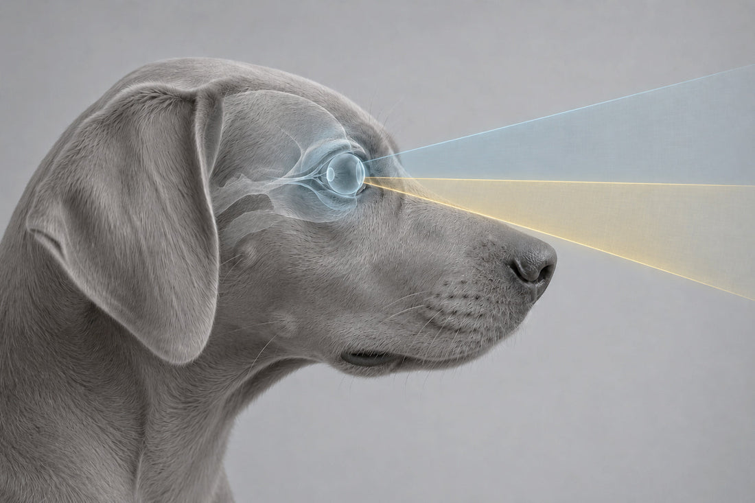Perro mirando al frente mostrando su visión
