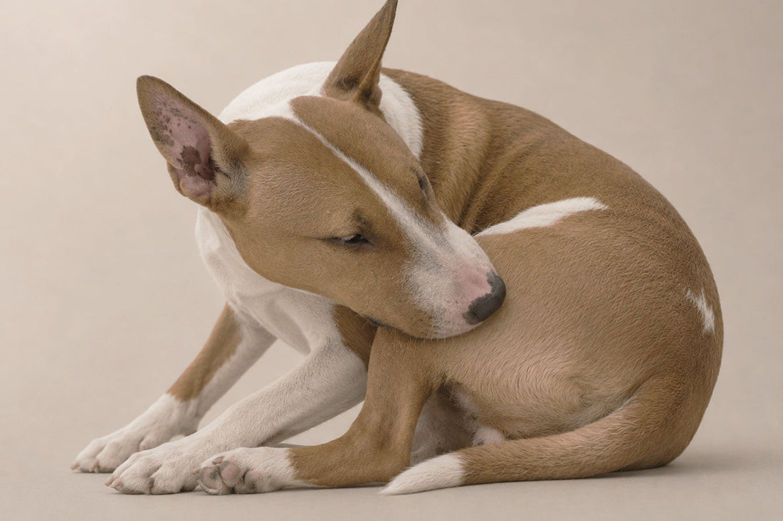 Perro con irritación en la piel por picor