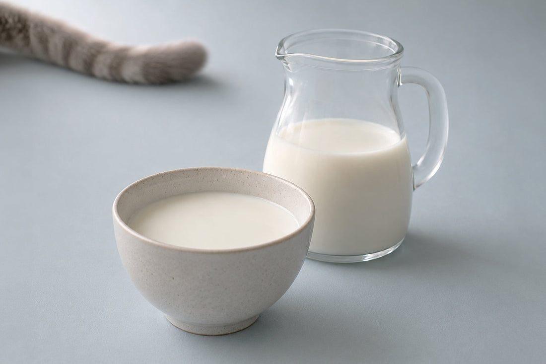 Gato clásico bebiendo leche de un cuenco, mito común sobre felinos