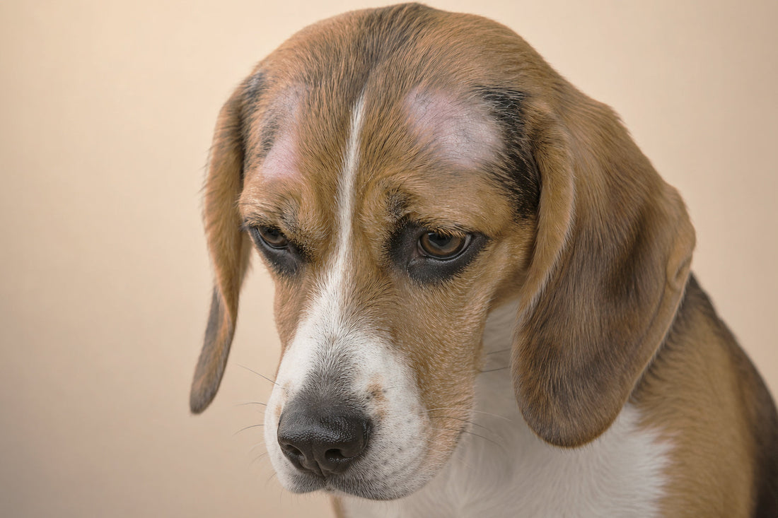 Perro de pelaje largo durante el cepillado para controlar la caída de pelo