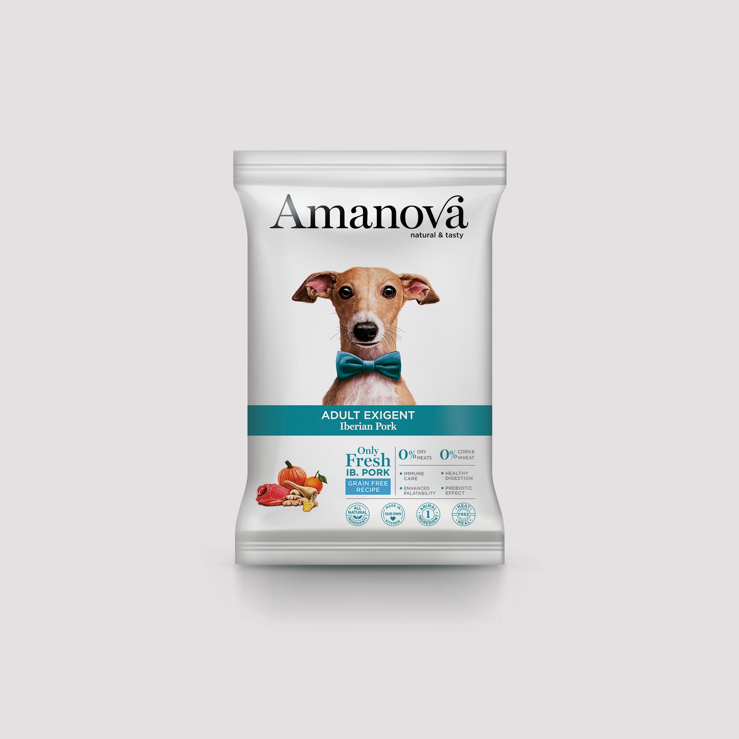 Muestra de pienso Amanova Adult Exigent Iberian Pork 100 gramos para perros