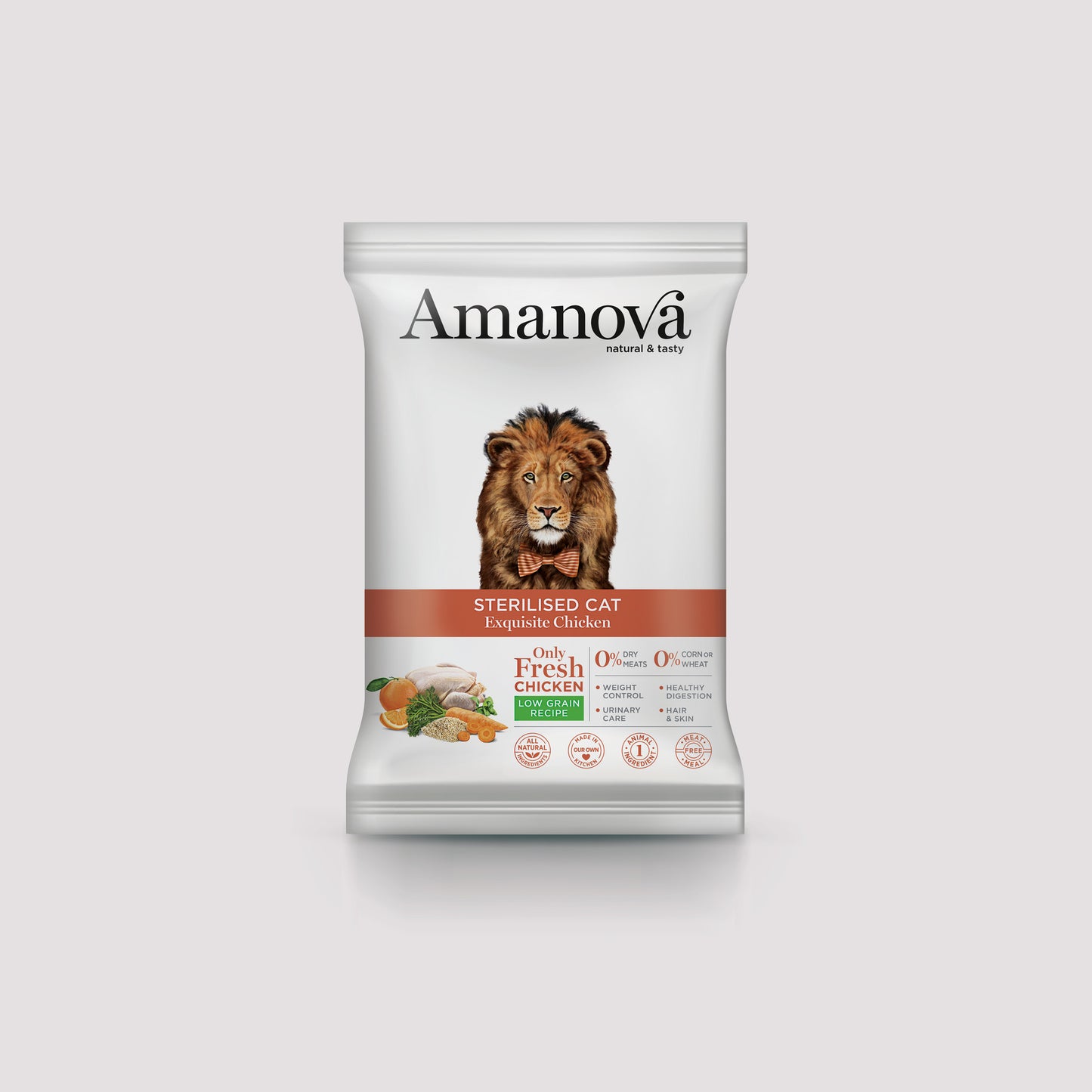 Muestra de comida húmeda Amanova Sterilized Cat Exquisite con pollo de 70 gramos