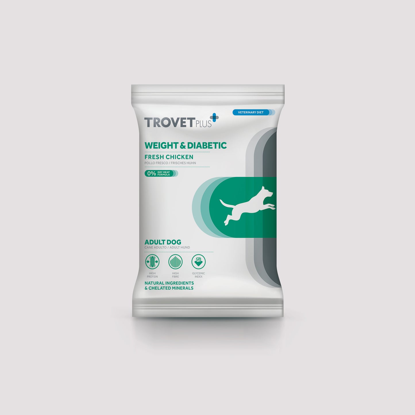 Muestra de alimento Trovetplus Adult Dog Weight & Diabetic con pollo de 100 gramos