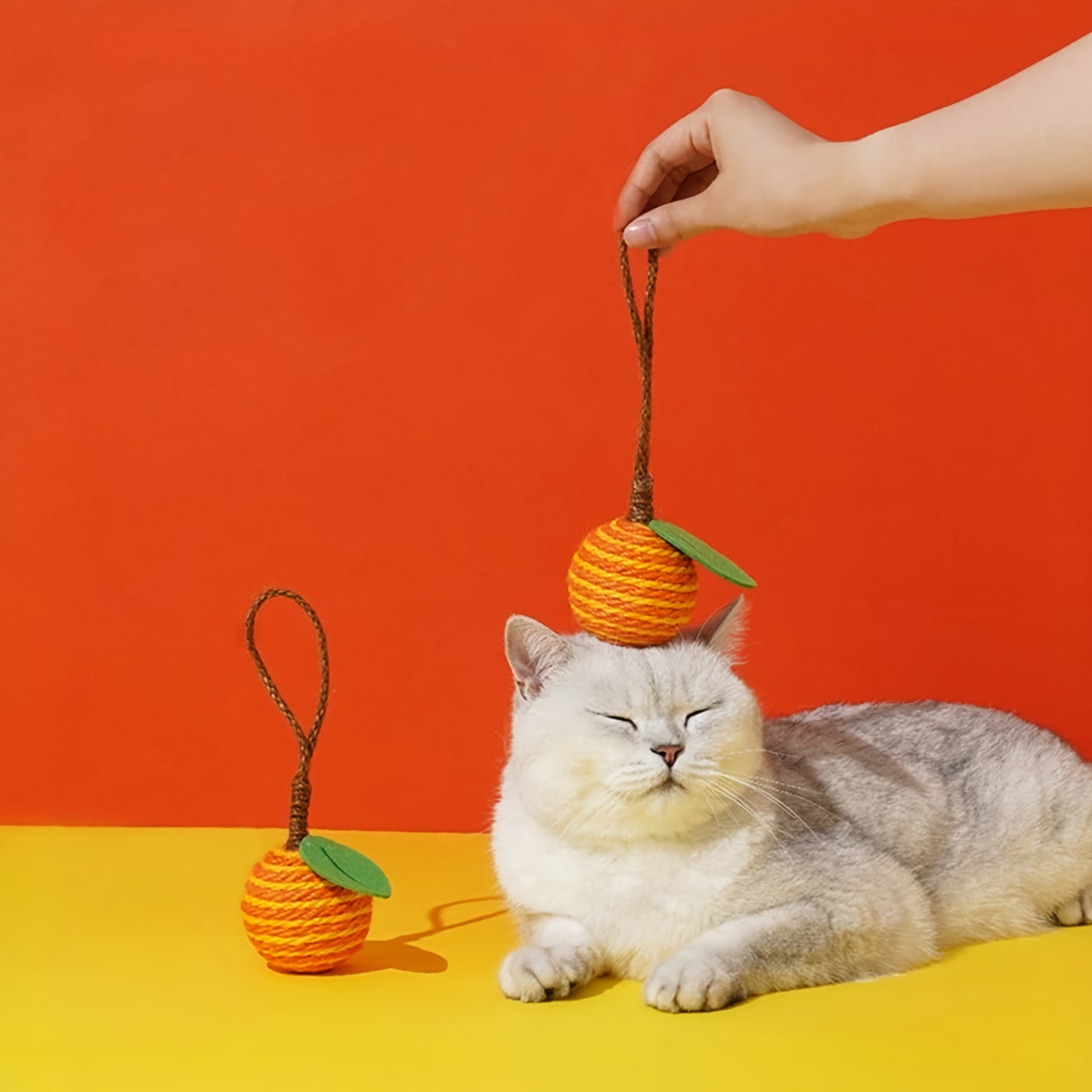 Orange rope scratch ball