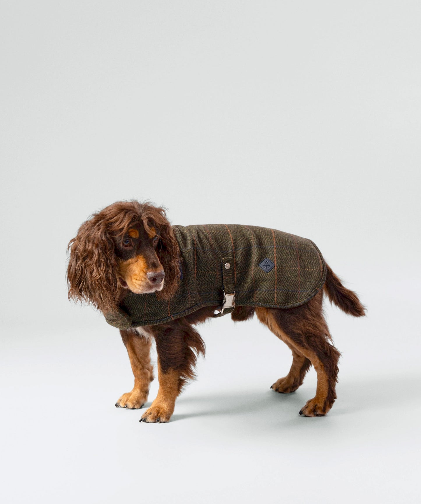 Hackett Tweed Fleece Dog Jacket - Dark Green Checked