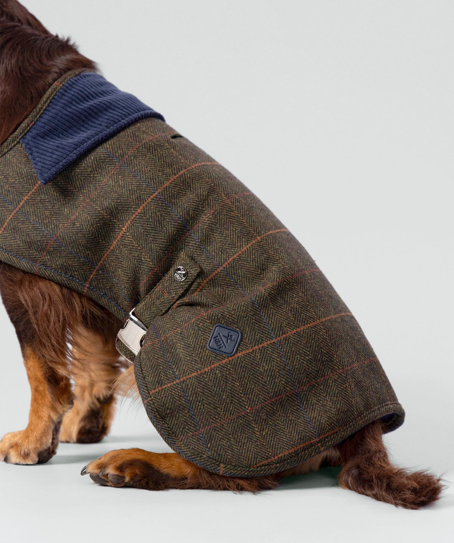 Hackett Tweed Fleece Dog Jacket - Dark Green Checked