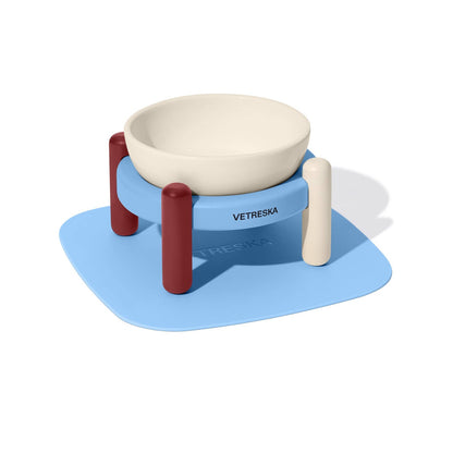 Mist & Merlot Ceramic Pet Bowl & Mat Set - miska