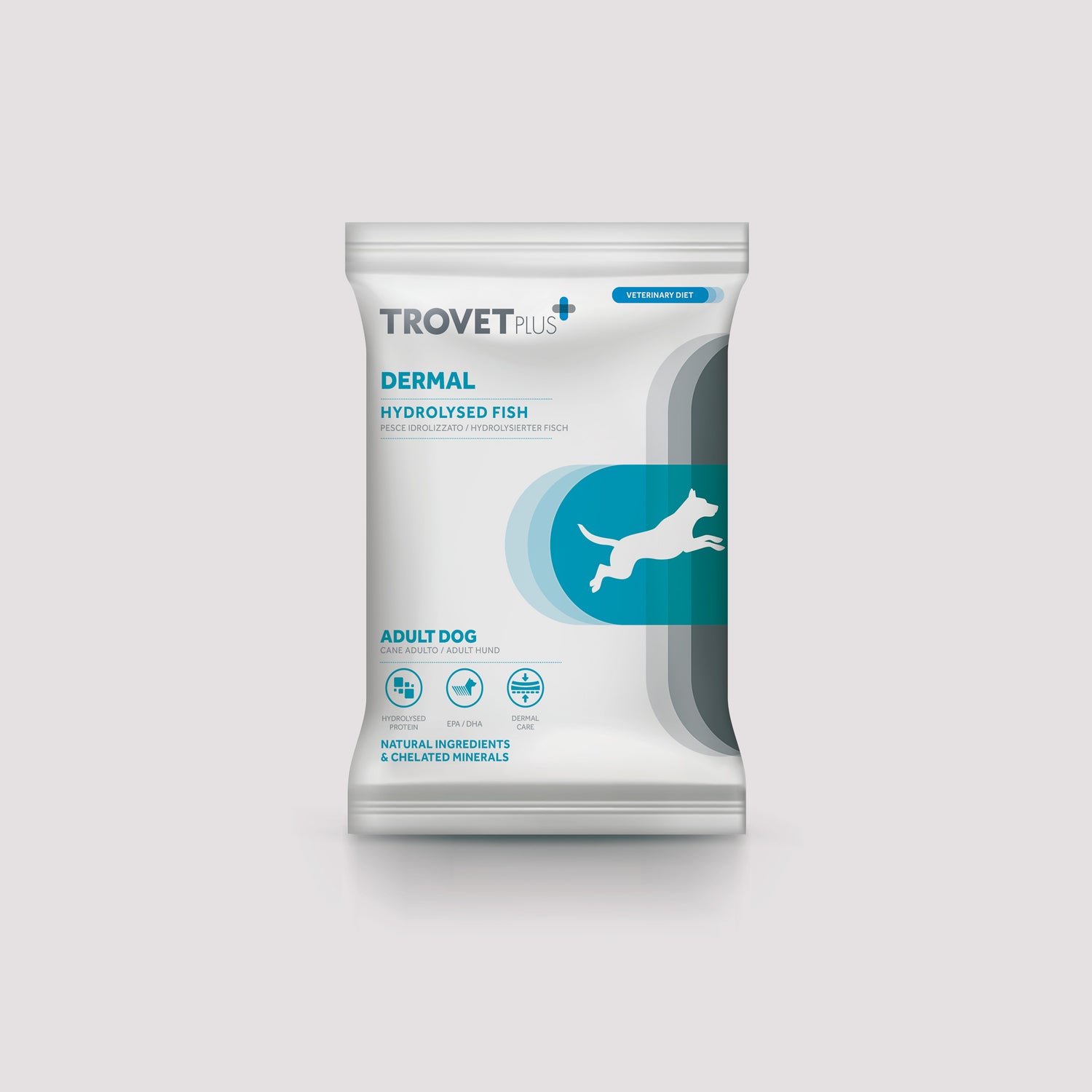 Muestra de pienso Trovetplus Adult Dog Dermal con pescado hidrolizado de 100 gramos