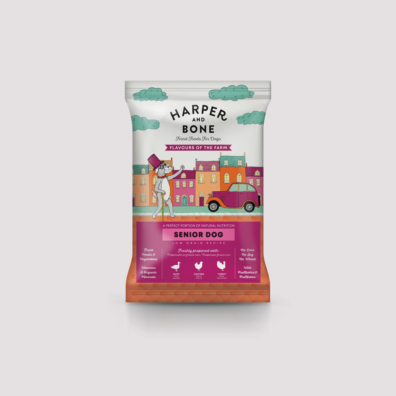 Sobre muestra Harper & Bone Senior Flavours of the farm de 100g