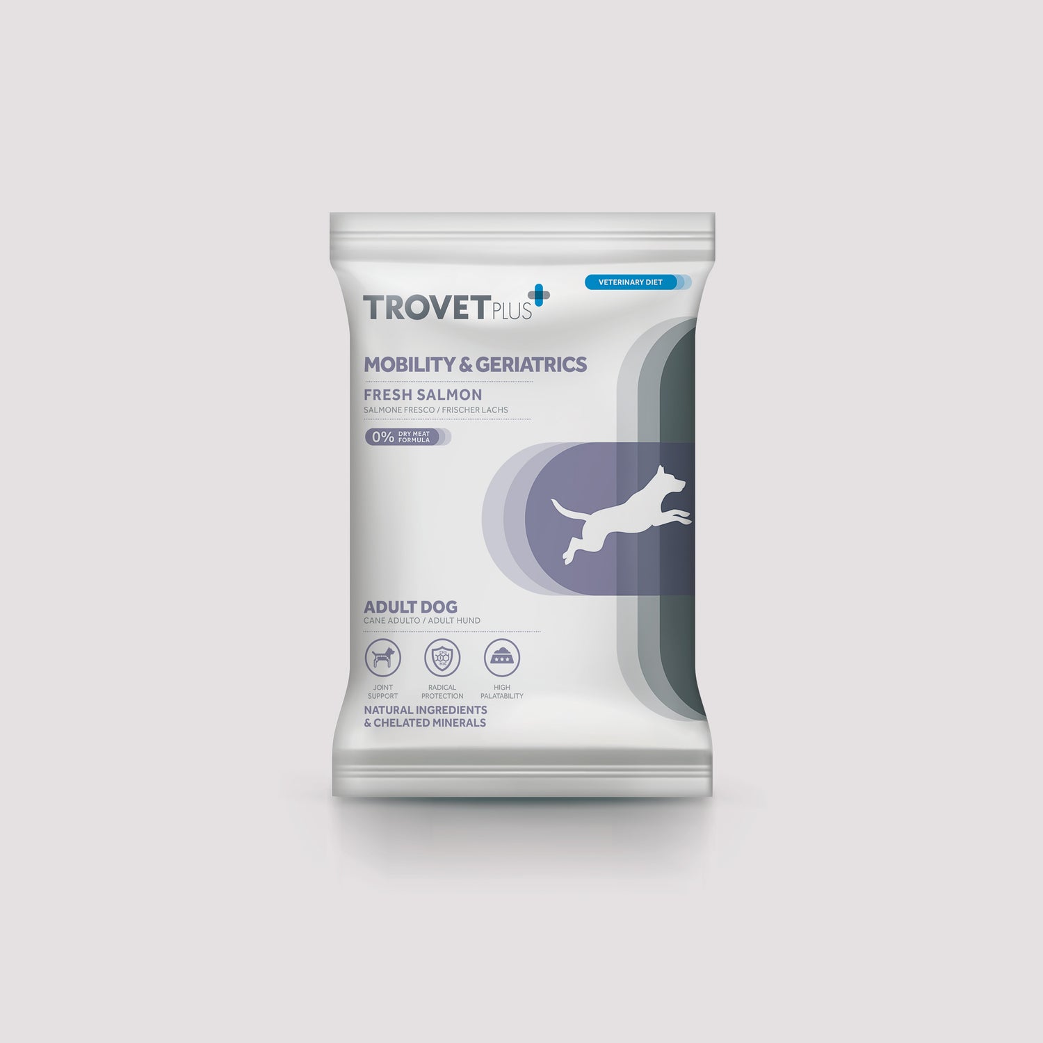 Muestra de pienso Trovetplus Adult Dog Mobility & Geriatrics con salmón de 100 gramos