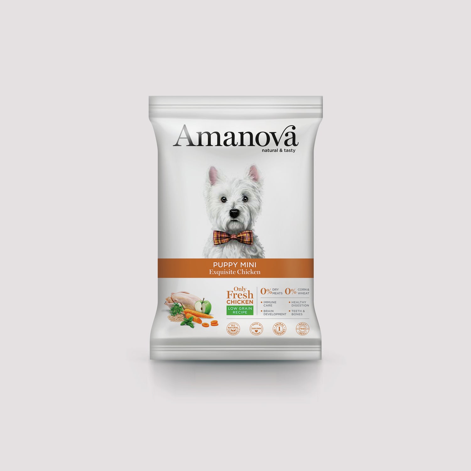 Muestra de pienso Amanova Puppy Mini Exquisite Chicken 100 gramos para cachorros
