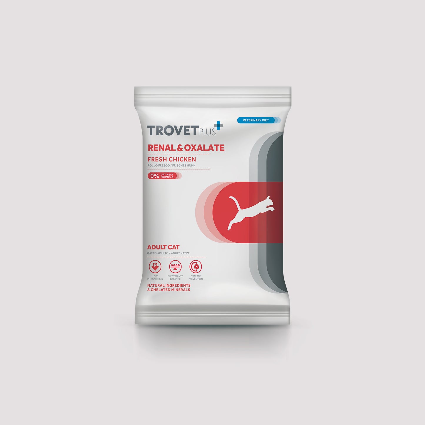Muestra de pienso Trovetplus Adult Cat Renal Oxalate con pollo de 70 gramos
