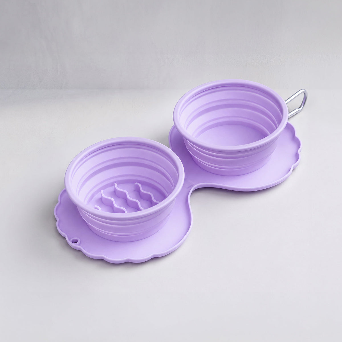 Collapsible double portable bowl Violet
