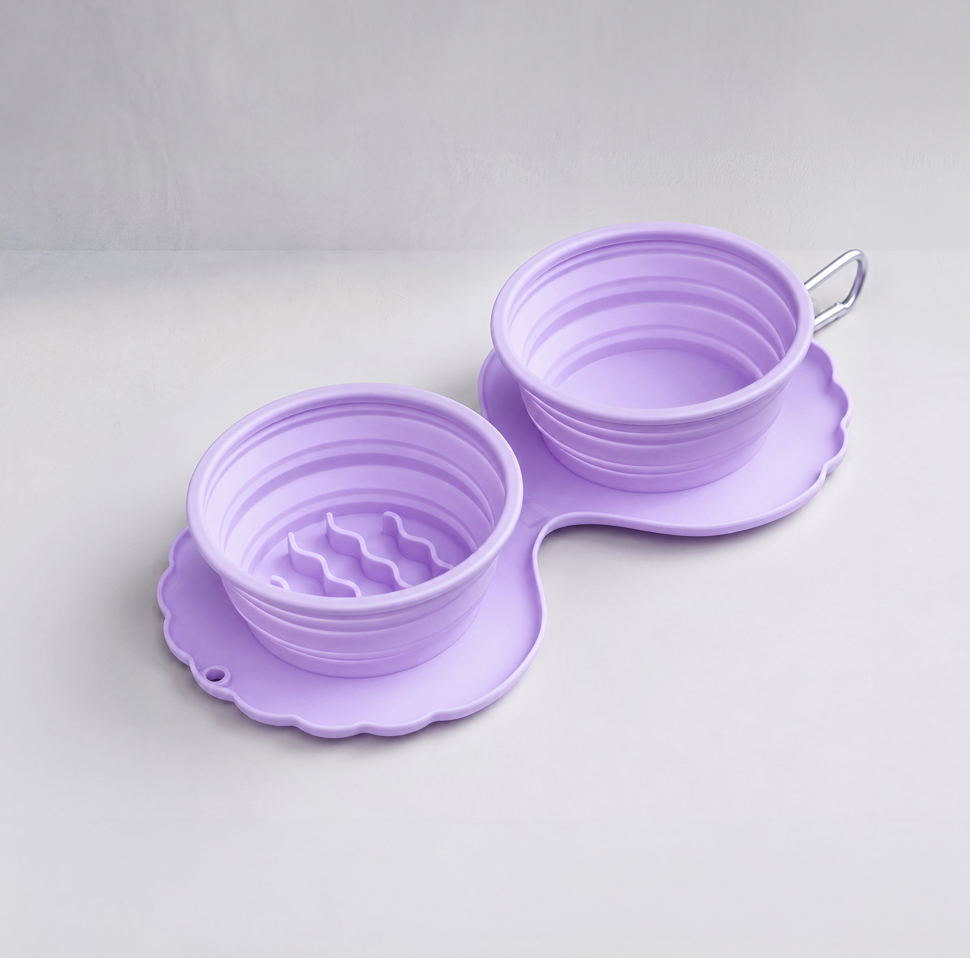Collapsible double portable bowl Violet