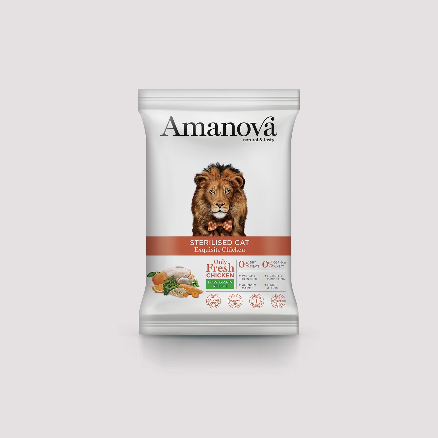 Muestra de comida húmeda Amanova Sterilized Cat Exquisite con pollo de 70 gramos