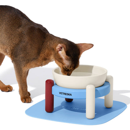 Mist & Merlot Ceramic Pet Bowl & Mat Set - miska