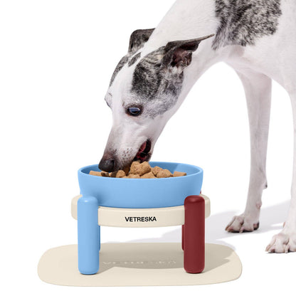 Mist & Merlot Ceramic Pet Bowl & Mat Set - miska